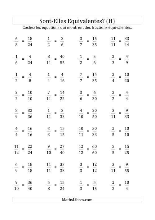 Ces Fractions Sont-Elles Équivalentes (Facteurs de 2 à 5) (H)
