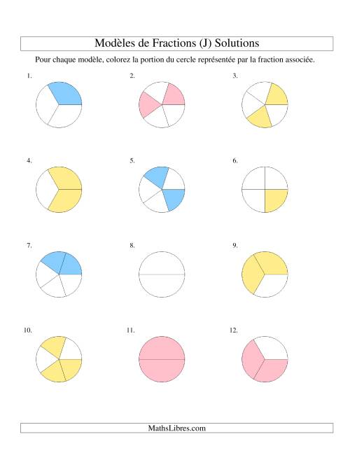 Représentation de Fractions: Demis, Tiers, Quarts et Cinquièmes (Couleur) (J) page 2