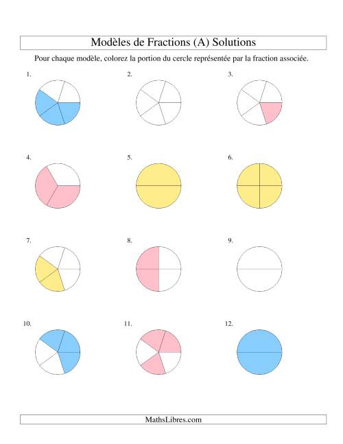 Représentation de Fractions: Demis, Tiers, Quarts et Cinquièmes (Couleur) (Tout) page 2
