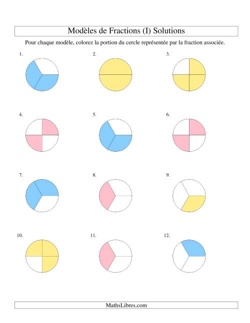 Représentation de Fractions: Demis, Tiers et Quarts (Couleur) (I) page 2