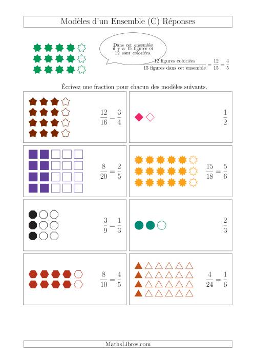 Représentation des Fractions avec des Modèles d'un Ensemble Jusqu'aux Sixièmes (C) page 2