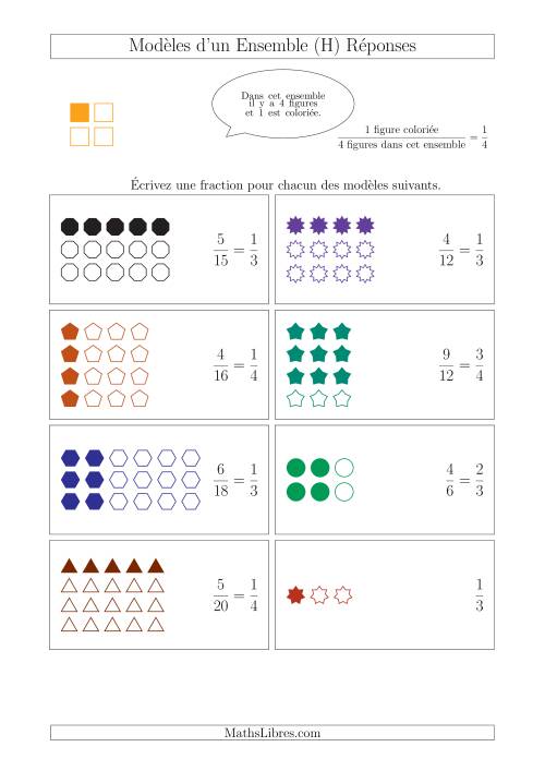 Représentation des Fractions avec des Modèles d'un Ensemble (Demis, Tiers et Quarts) (H) page 2