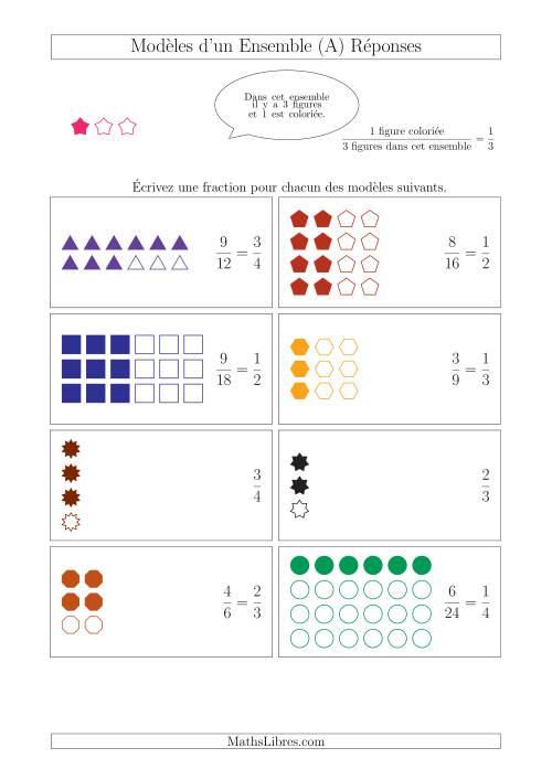 Représentation des Fractions avec des Modèles d'un Ensemble (Demis, Tiers et Quarts) (Tout) page 2