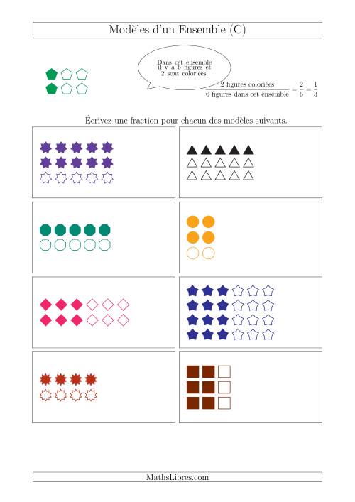 Représentation des Fractions avec des Modèles d'un Ensemble (Demis et Tiers) (C)