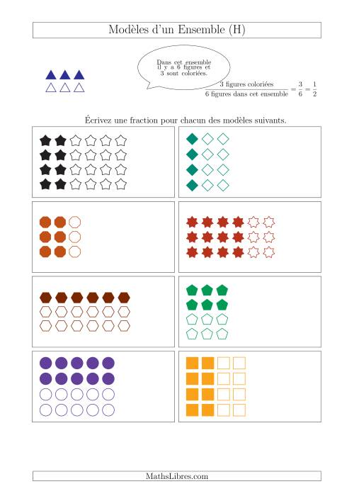 Représentation des Fractions avec des Modèles d'un Ensemble (Demis et Tiers) (H)