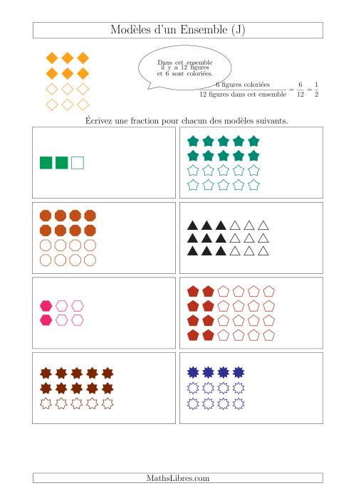 Représentation des Fractions avec des Modèles d'un Ensemble (Demis et Tiers) (J)
