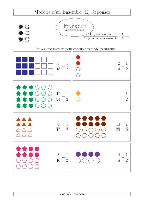 Représentation des Fractions avec des Modèles d'un Ensemble (Demis Seulement) (E) page 2