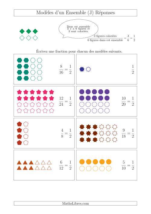 Représentation des Fractions avec des Modèles d'un Ensemble (Demis Seulement) (J) page 2