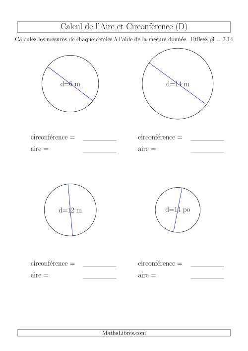 Calcul de Mesures d'un Cercle (D)