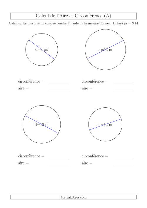 Calcul de Mesures d'un Cercle (Tout)