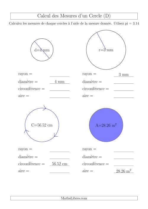 Calcul de l'Aire & Circonférence (D)