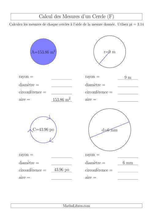 Calcul de l'Aire & Circonférence (F)