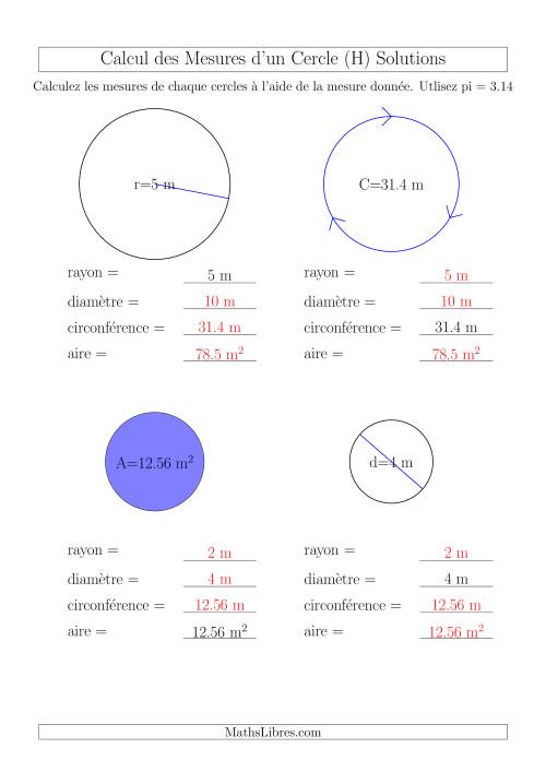 Calcul de l'Aire & Circonférence (H) page 2