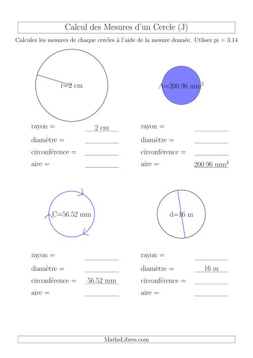 Calcul de l'Aire & Circonférence (J)