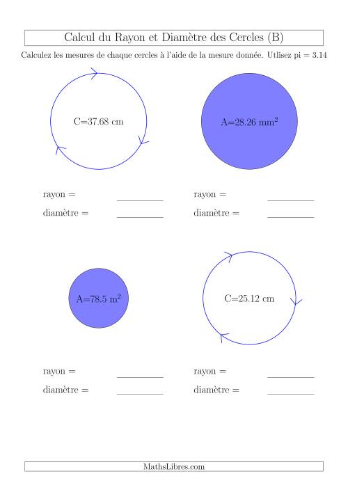 Calcul du Rayon & Diamètre (B)