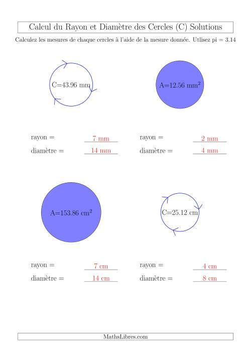 Calcul du Rayon & Diamètre (C) page 2