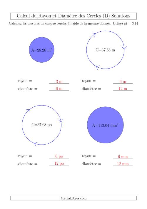 Calcul du Rayon & Diamètre (D) page 2