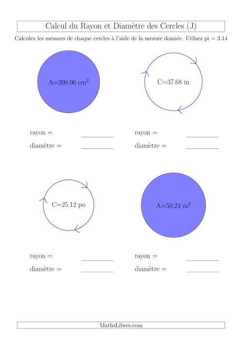Calcul du Rayon & Diamètre (J)