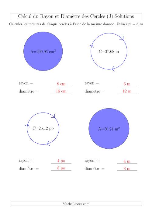 Calcul du Rayon & Diamètre (J) page 2