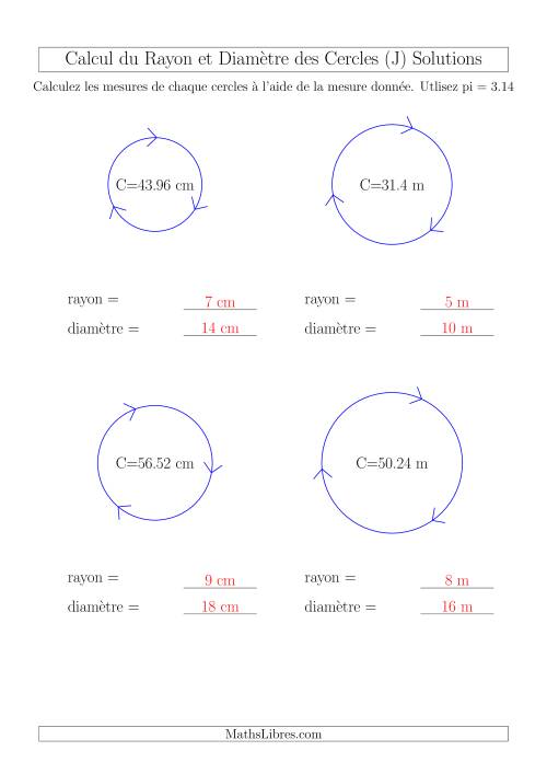 Calcul du Rayon & Diamètre à Partir de la Circonférence (J) page 2