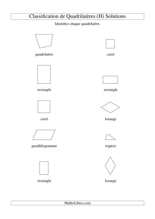 Classification de quadrilatères (carrés, rectangles, parallélogrammes, trapèzes, losanges et non-définis) (H) page 2