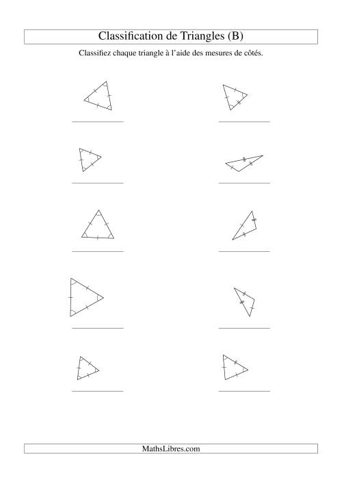 Classification de triangles à l'aide de leurs mesures de côtés (B)