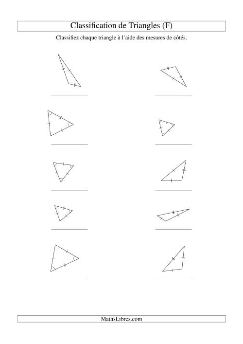 Classification de triangles à l'aide de leurs mesures de côtés (F)