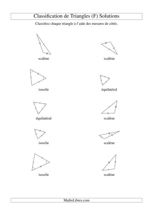 Classification de triangles à l'aide de leurs mesures de côtés (F) page 2