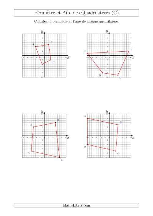 Calcul du Périmètre et de l'Aire des Triangles sur un Plan de Quadrilatères (C)