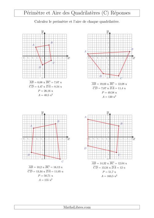 Calcul du Périmètre et de l'Aire des Triangles sur un Plan de Quadrilatères (C) page 2
