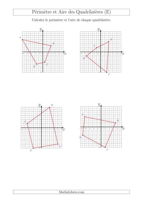 Calcul du Périmètre et de l'Aire des Triangles sur un Plan de Quadrilatères (E)