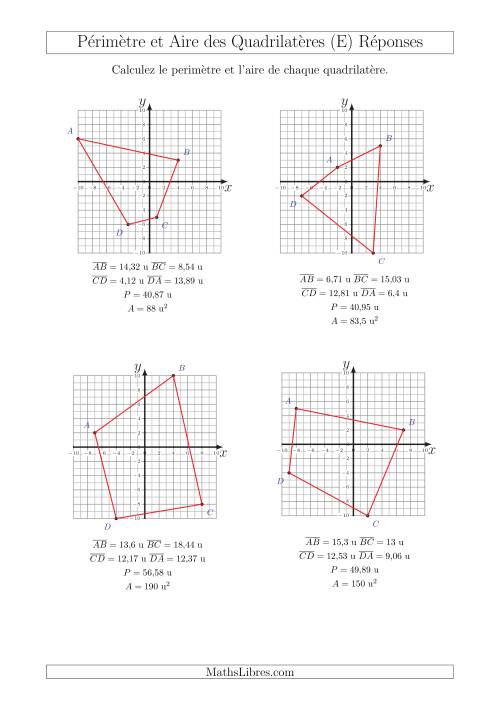 Calcul du Périmètre et de l'Aire des Triangles sur un Plan de Quadrilatères (E) page 2