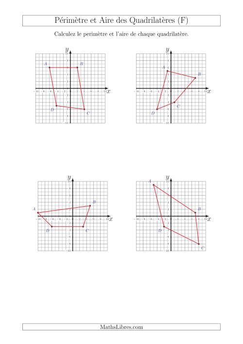 Calcul du Périmètre et de l'Aire des Triangles sur un Plan de Quadrilatères (F)