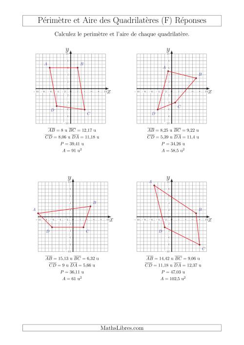 Calcul du Périmètre et de l'Aire des Triangles sur un Plan de Quadrilatères (F) page 2