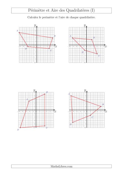 Calcul du Périmètre et de l'Aire des Triangles sur un Plan de Quadrilatères (I)