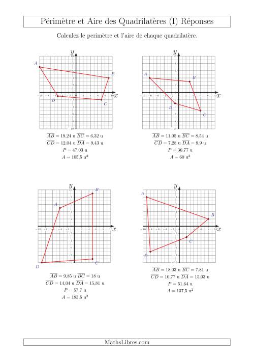 Calcul du Périmètre et de l'Aire des Triangles sur un Plan de Quadrilatères (I) page 2