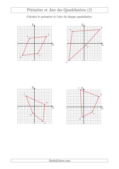 Calcul du Périmètre et de l'Aire des Triangles sur un Plan de Quadrilatères (J)