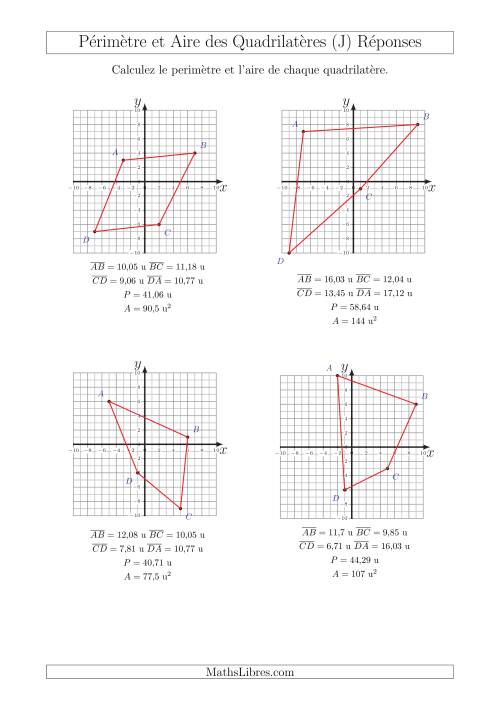 Calcul du Périmètre et de l'Aire des Triangles sur un Plan de Quadrilatères (J) page 2