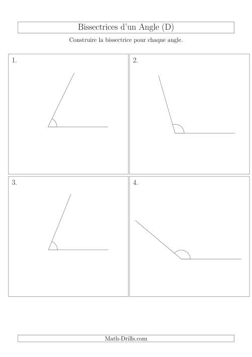 Bissectrices d'un Angle (Sans des Angles Tournés Aléatoirement) (D)