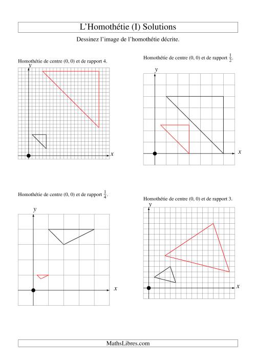 Homothéties de figures à 3 sommets par rapport à l'origine -- 1er quadrant (I) page 2