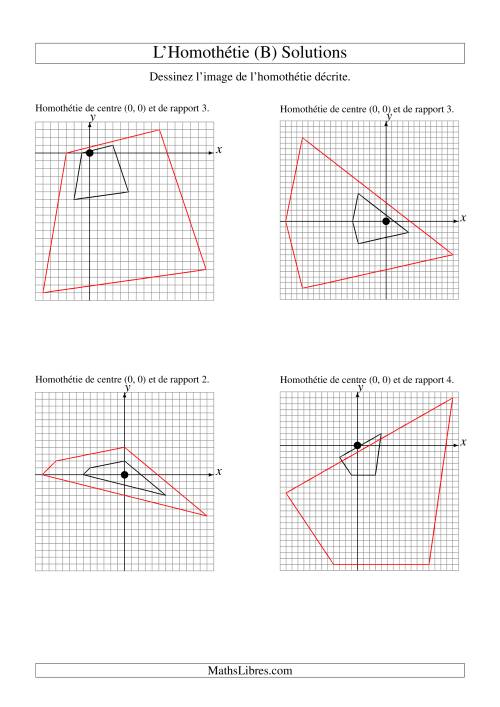 Homothéties de figures à 4 sommets par rapport à l'origine (B) page 2