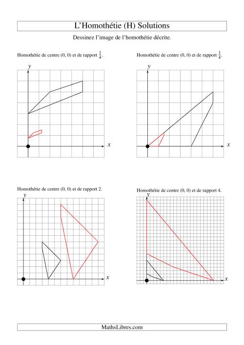 Homothéties de figures à 4 sommets par rapport à l'origine -- 1er quadrant (H) page 2