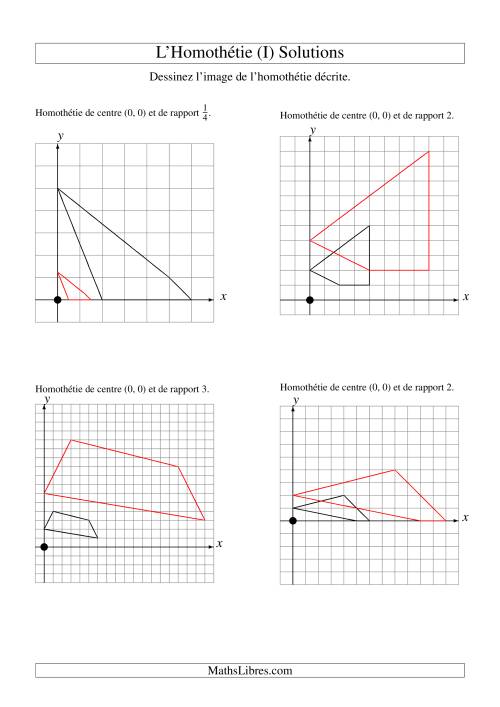 Homothéties de figures à 4 sommets par rapport à l'origine -- 1er quadrant (I) page 2