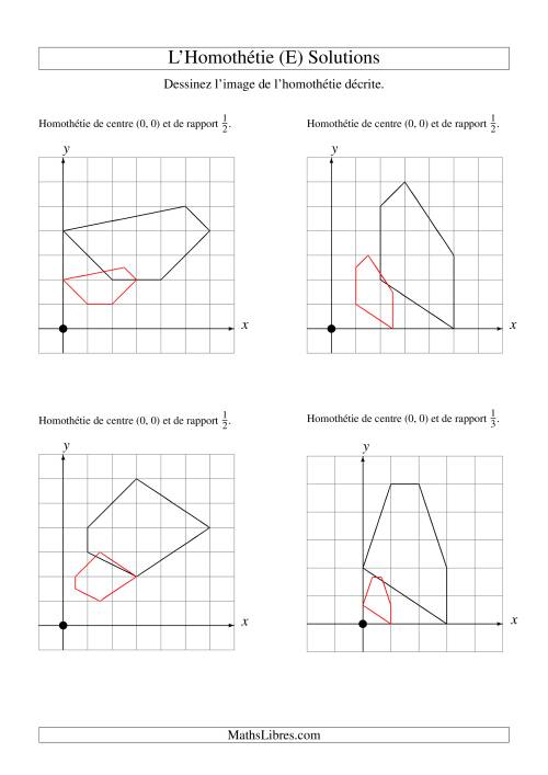 Homothéties de figures à 5 sommets par rapport à l'origine -- 1er quadrant (E) page 2