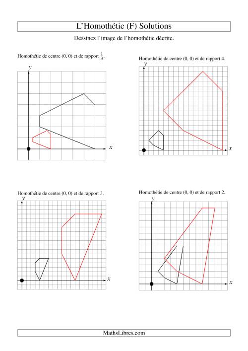 Homothéties de figures à 5 sommets par rapport à l'origine -- 1er quadrant (F) page 2