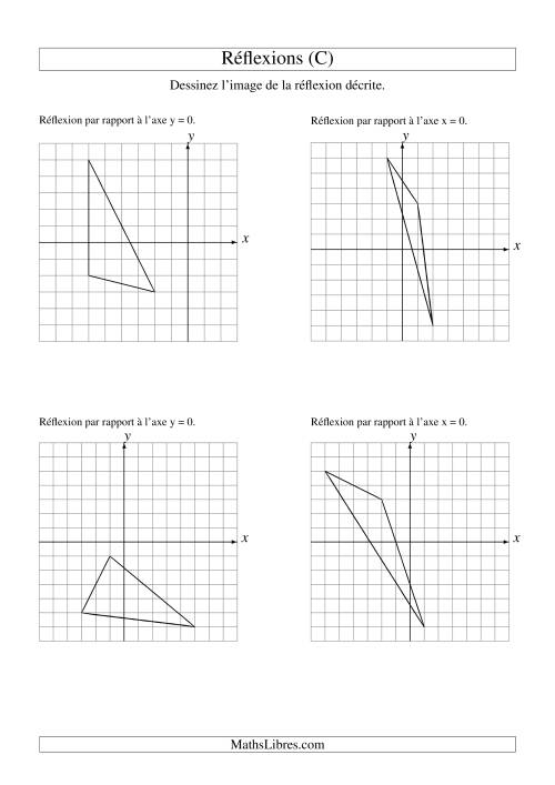 Réflexion de figures à 3 sommets sur les axes x = 0 et y = 0 (C)