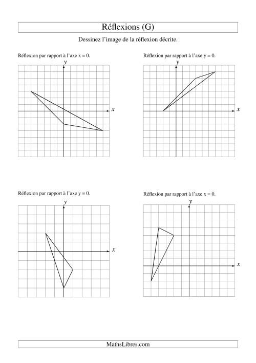 Réflexion de figures à 3 sommets sur les axes x = 0 et y = 0 (G)