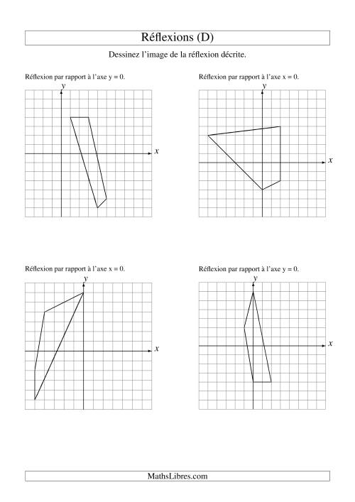Réflexion de figures à 4 sommets sur les axes x = 0 et y = 0 (D)