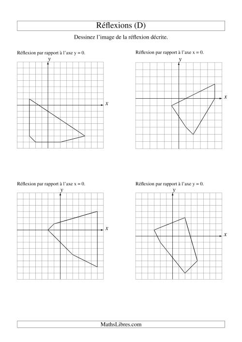 Réflexion de figures à 5 sommets sur les axes x = 0 et y = 0 (D)
