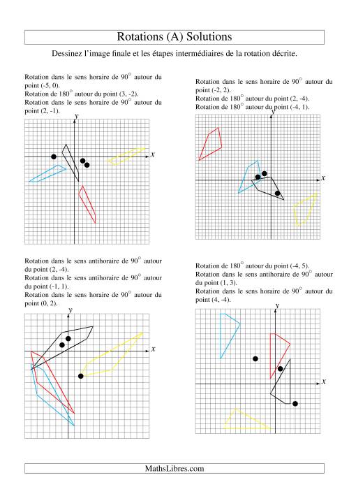 Rotation de figures à 4 sommets -- 3 étapes (Tout) page 2